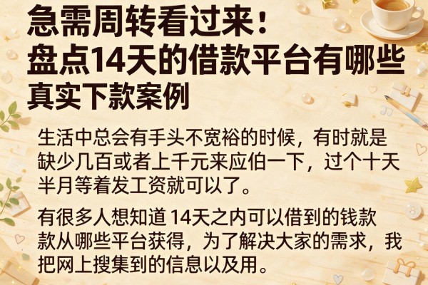 急需周转看过来：盘点14天的借款平台有哪些及真实下款案例