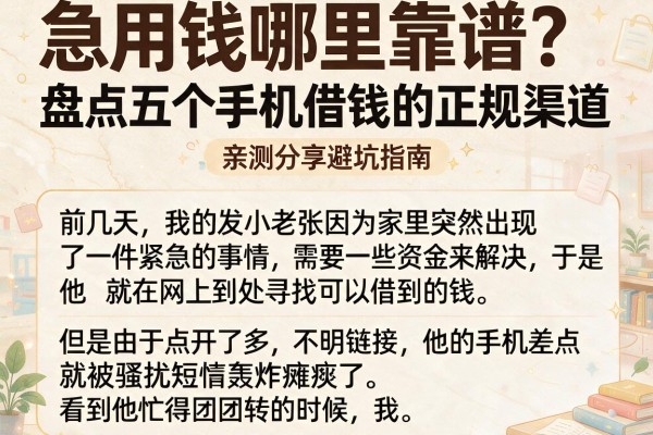 急用钱哪里靠谱？盘点五个手机借钱的正规渠道，亲测分享避坑指南