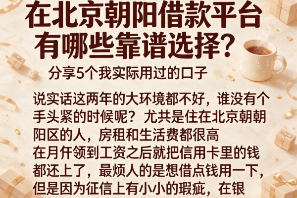 在北京朝阳借款平台有哪些靠谱选择？分享5个我实际用过的口子