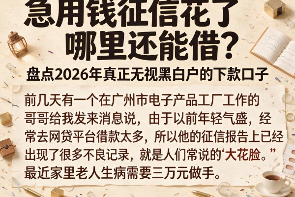 急用钱征信花了哪里还能借？盘点2026年真正无视黑白户的下款口子