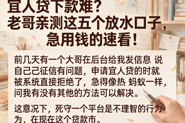 宜人贷下款难？老哥亲测这五个放水口子，急用钱的速看！