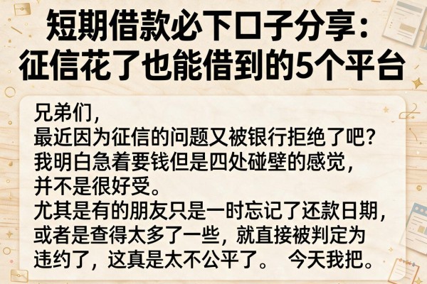 短期借款必下口子分享：征信花了也能借到的5个平台