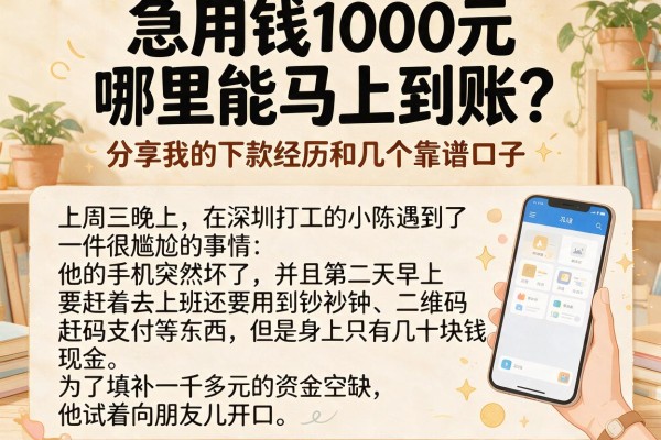 急用钱1000元哪里能马上到账？分享我的下款经历和几个靠谱口子