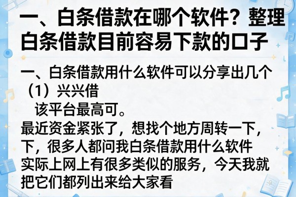 白条借款在哪个软件？整理几个目前容易下款的口子