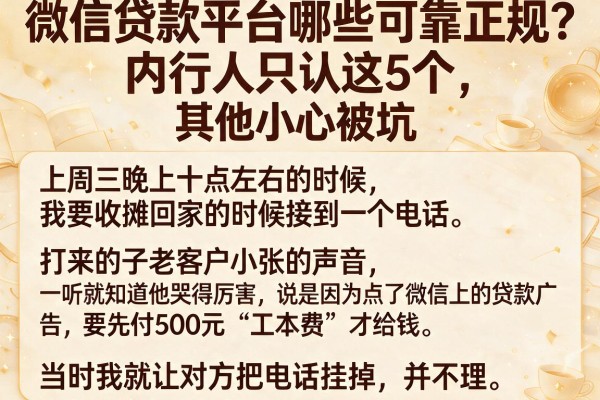 微信贷款平台哪些可靠正规？内行人只认这5个，其他小心被坑
