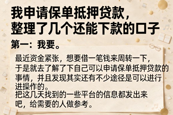 我申请保单抵押贷款，整理了几个还能下款的口子