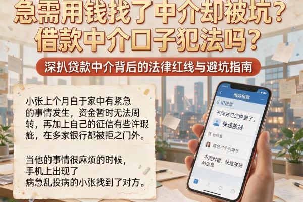 急需用钱找了中介却被坑？借款中介口子犯法吗？深扒贷款中介背后的法律红线与避坑指南