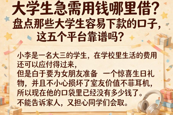 大学生急需用钱哪里借？盘点那些大学生容易下款的口子，这五个平台靠谱吗？
