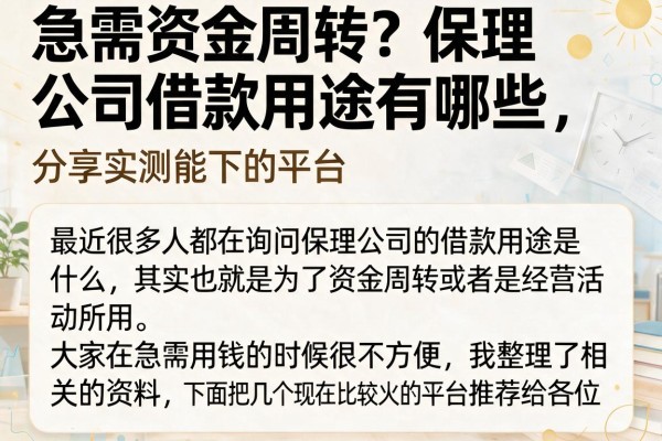 急需资金周转?保理公司借款用途有哪些,分享实测能下的平台