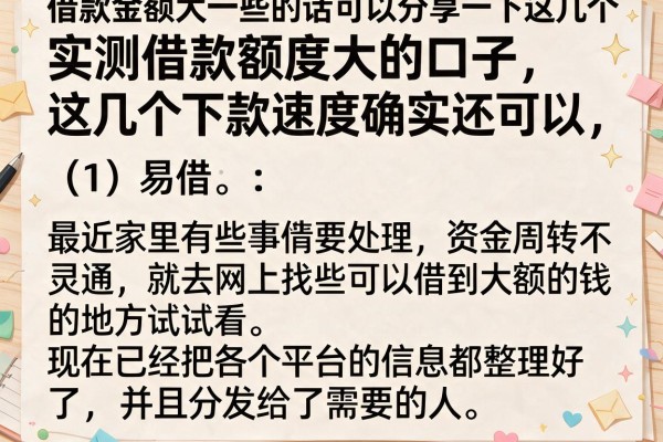 实测借款额度大的口子，这几个下款速度确实还可以