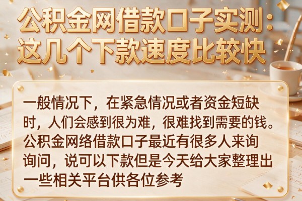 公积金网借款口子实测：这几个下款速度比较快