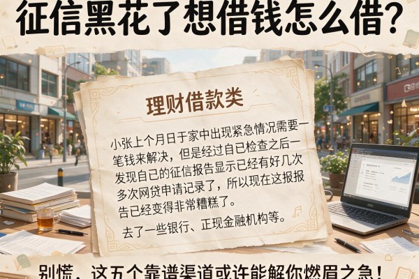 征信黑花了想借钱怎么借？别慌，这五个靠谱渠道或许能解你燃眉之急！