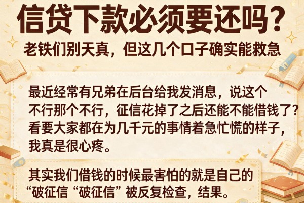 信贷下款必须要还吗?老铁们别天真,但这几个口子确实能救急