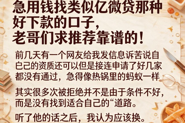 急用钱找类似亿微贷那种好下款的口子,老哥们求推荐靠谱的!