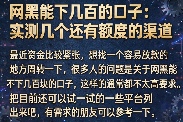 网黑能下几百的口子：实测几个还有额度的渠道