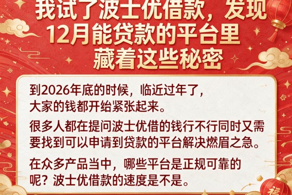 我试了波士优借款，发现12月能贷款的平台里藏着这些秘密