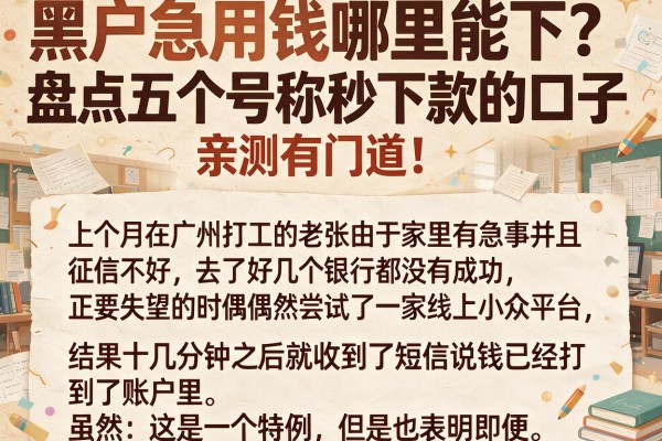 黑户急用钱哪里能下？盘点五个号称秒下款的口子，亲测有门道！