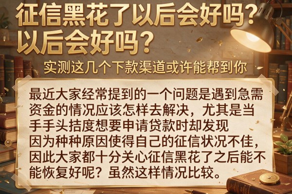 征信黑花了以后会好吗?实测这几个下款渠道或许能帮到你