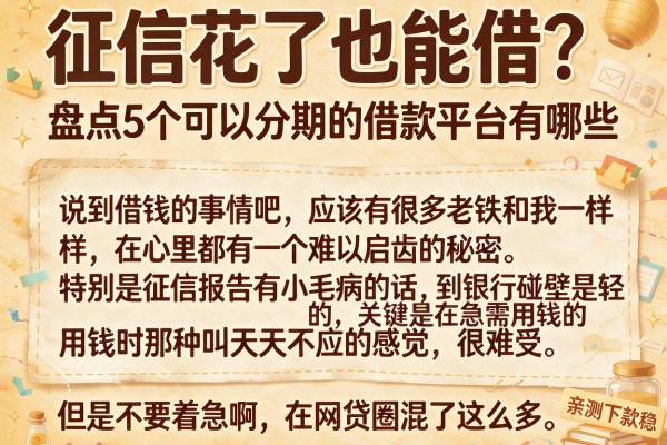 征信花了也能借？盘点5个可以分期的借款平台有哪些，亲测下款稳