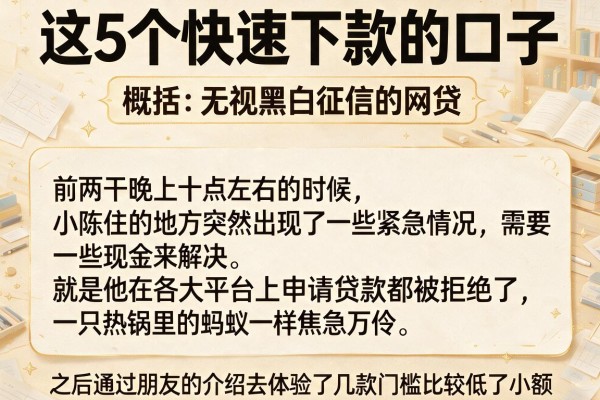 这5个快速下款的口子，概括五个无视黑白征信的网贷