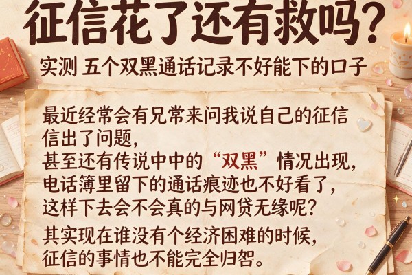 征信花了还有救吗？实测五个双黑通话记录不好能下的口子