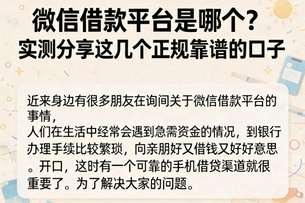 微信借款平台是哪个？实测分享这几个正规靠谱的口子