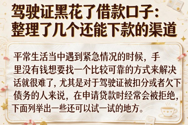 驾驶证黑花了借款口子：整理了几个还能下款的渠道