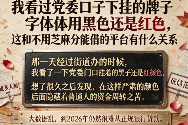 我看过党委口子下挂的牌子字体用黑色还是红色，这和不用芝麻分能借的平台有什么关系