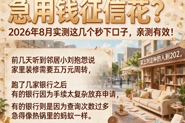 急用钱征信花？2026年8月实测这几个秒下口子，亲测有效！