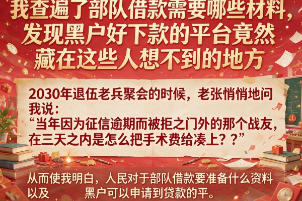 我查遍了部队借款需要哪些材料，发现黑户好下款的平台竟然藏在这些人想不到的地方