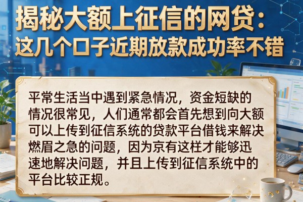 揭秘大额上征信的网贷：这几个口子近期放款成功率不错