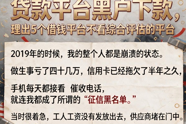 贷款平台黑户下款，理出5个借钱平台不看综合评估的平台