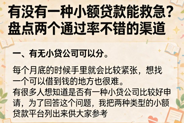 有没有一种小额贷款能救急?盘点两个通过率不错的渠道
