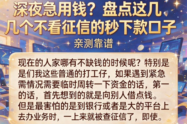深夜急用钱?盘点这几个不看征信的秒下款口子,亲测靠谱
