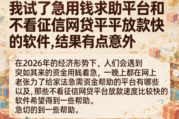 我试了急用钱求助平台和不看征信网贷平台放款快的软件，结果有点意外