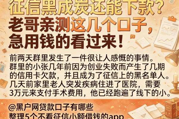 征信黑成炭还能下款？老哥亲测这几个口子，急用钱的看过来！@黑户网贷款口子有哪些，整理5个不看征信小额借钱的app