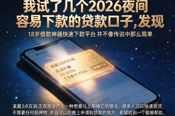 我试了几个2026夜间容易下款的贷款口子，发现18岁借款神器快速下款平台并不像传说中那么简单