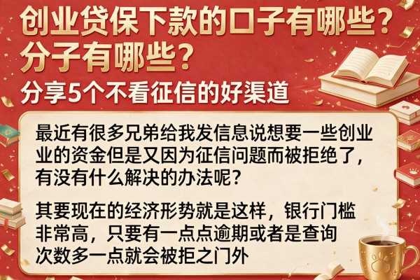 创业贷保下款的口子有哪些？分享5个不看征信的好渠道