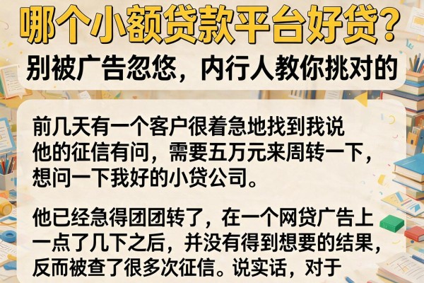 哪个小额贷款平台好贷？别被广告忽悠，内行人教你挑对的