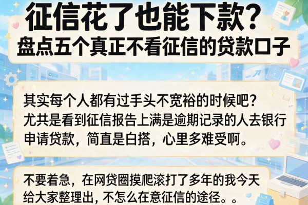 征信花了也能下款?盘点五个真正不看征信的贷款口子