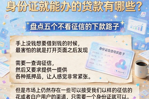 身份证就能办的贷款有哪些？盘点五个不看征信的下款路子
