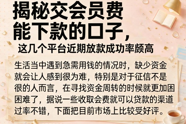揭秘交会员费能下款的口子，这几个平台近期放款成功率颇高