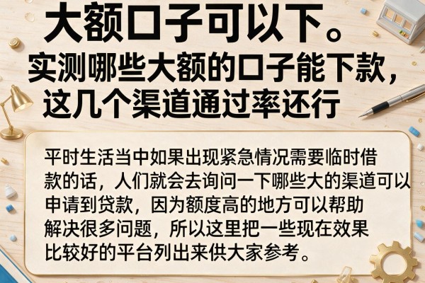 实测哪些大额的口子能下款,这几个渠道通过率还行