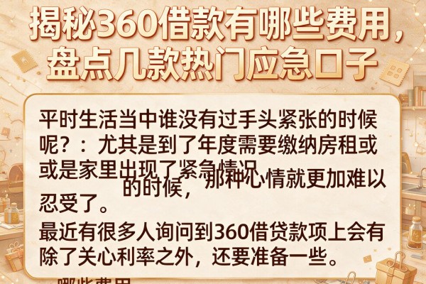 揭秘360借款有哪些费用，盘点几款热门应急口子