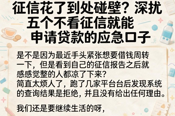征信花了到处碰壁？深扒五个不看征信就能申请贷款的应急口子