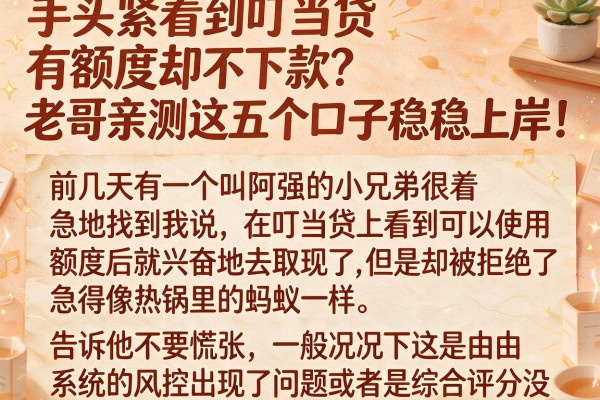 手头紧看到叮当贷有额度却不下款？老哥亲测这五个口子稳稳上岸！