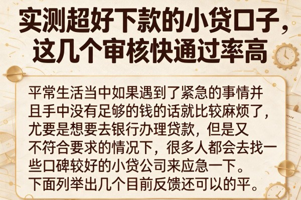 实测超好下款的小贷口子，这几个审核快通过率高