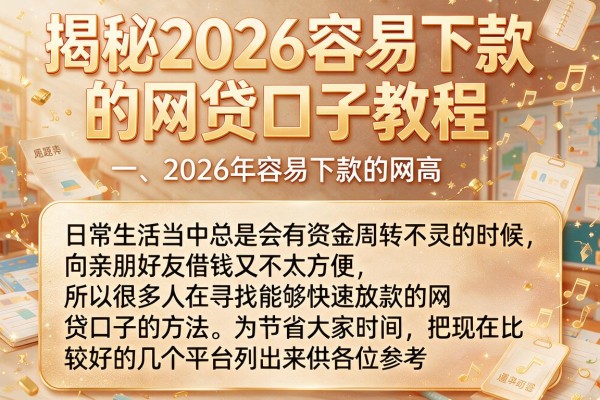 揭秘2026容易下款的网贷口子教程，这几个通过率较高