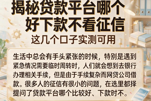 揭秘贷款平台哪个好下款不看征信，这几个口子实测可用