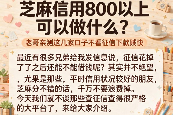 芝麻信用800以上可以做什么？老哥亲测这几家口子不看征信下款贼快